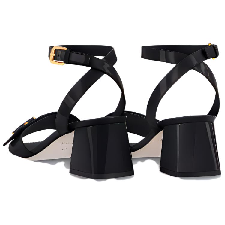 Shop (W) 루이비통 쉐이크 샌들 '블랙 가죽 버클' 1AB0YN