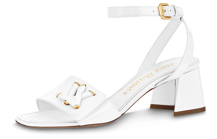 (Women) Louis Vuitton Shake Sandal 'White Buckle Block Heel' 1AB0Z2