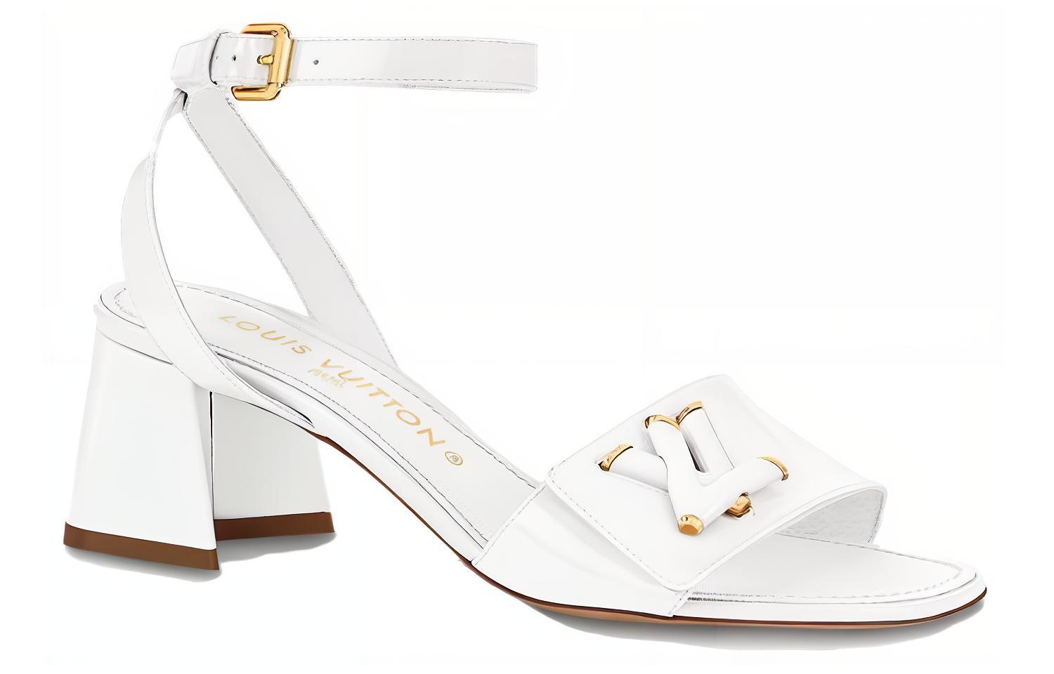 Order (W) (女性用) ルイ・ヴィトン シェイク サンダル「ホワイトバックルブロックヒール」1AB0Z2 1AB0Z2