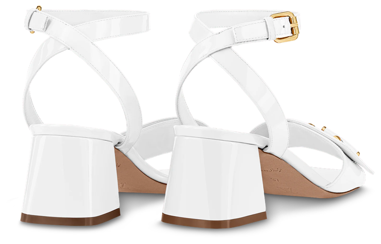 Lookbook (W) (女性用) ルイ・ヴィトン シェイク サンダル「ホワイトバックルブロックヒール」1AB0Z2 1AB0Z2