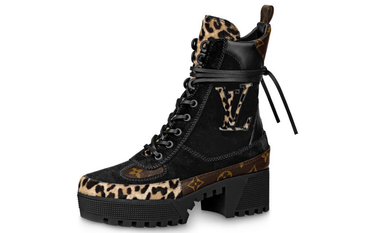 (W) LV shoes Martin boots 'Black Leopard'
