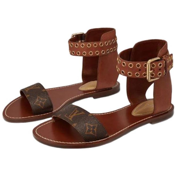 Lookbook (W) Louis Vuitton schoenen Passenger Flat Sandals ''Bruin'' 1A63ZX
