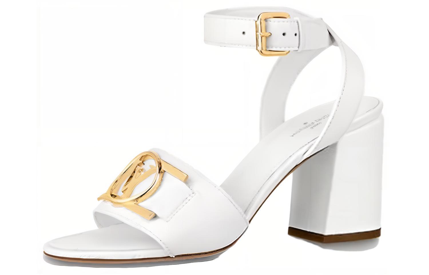 (W) LV Sienna Leather High-Heeled Fashion Slide 'White'