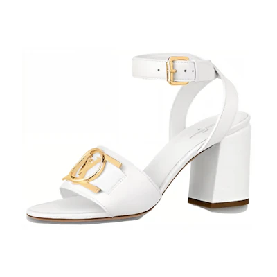 (W) LV Sienna Leather High-Heeled Fashion Slide 'White'