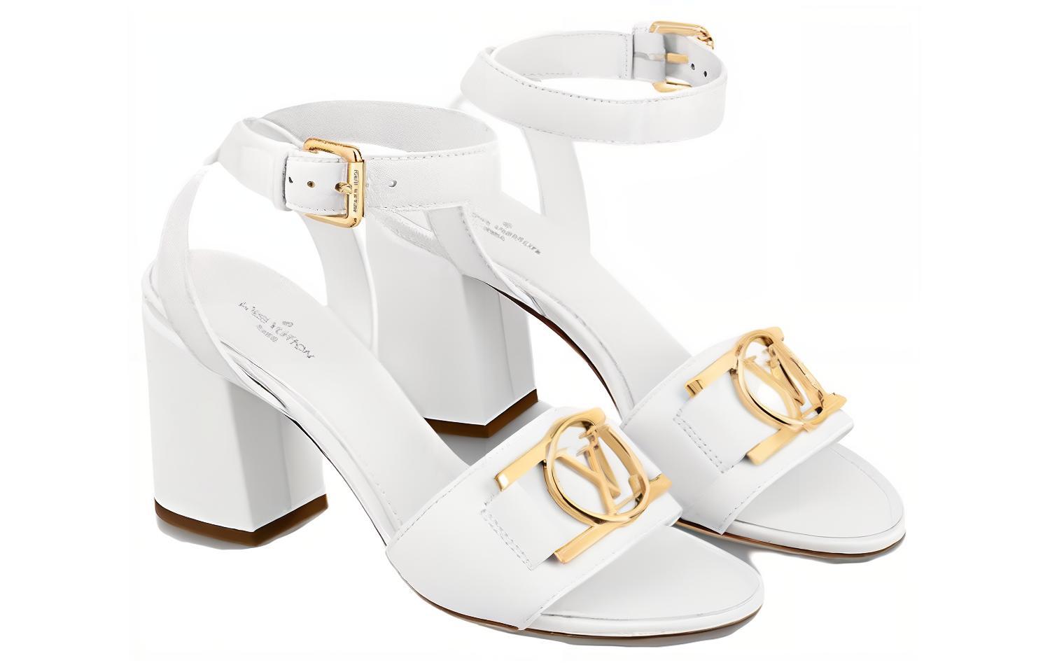 (W) LV Sienna Leather High-Heeled Fashion Slide 'White' 圖 3