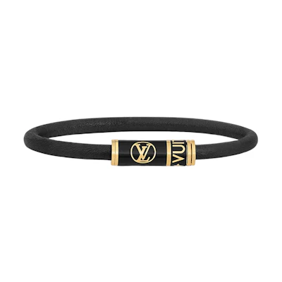 (Women) Louis Vuitton Signature Metal and Leather Bracelet Women’s Black. M8133E