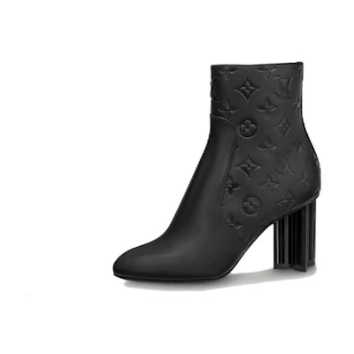 (W) LV Silhouette 8cm Heeled Boots 'Black Monogram'