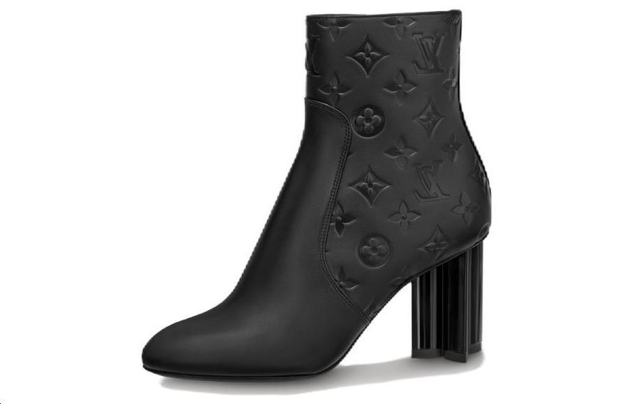 (Women) Louis Vuitton Silhouette 8cm Heeled Boots 'Black Monogram' 1ABP9G