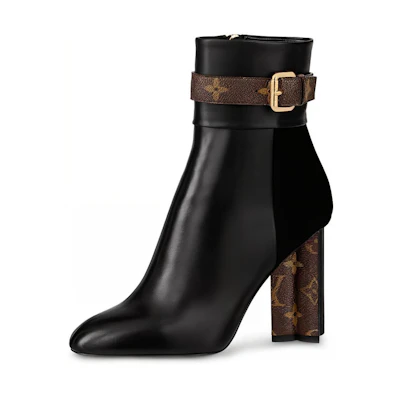 (W) LV Silhouette Ankle Boot 'Black Calfskin and Goatskin Suede'