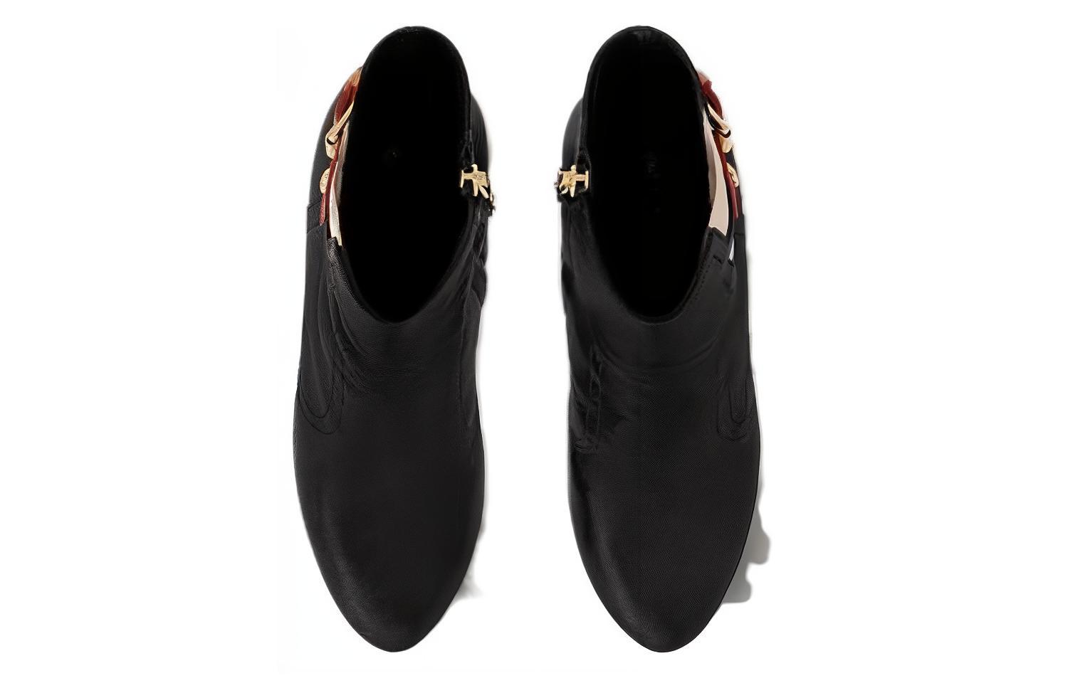 Shop (W) Louis Vuitton Sepatu Bot Siluet Tumit Ankle 'Kulit Hitam' 1ACL74