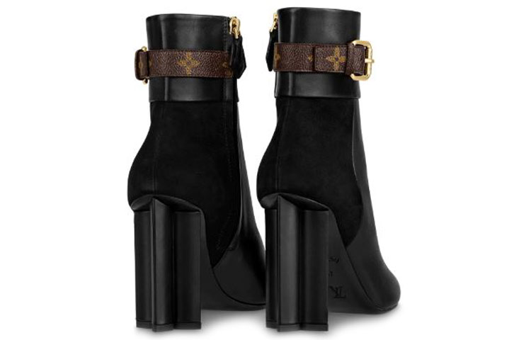 Shop (W) Bottines Louis Vuitton Silhouette ''Cuir Noir et Daim Chèvre'' 1A84Q7