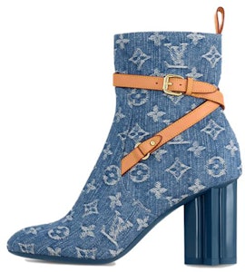 路易威登 LOUIS VUITTON SILHOUETTE 其他 圓頭粗跟拉鍊 短筒靴 8cm 女款 藍色 Buy 路易威登 LOUIS VUITTON SILHOUETTE 其他 圓頭粗跟拉鍊 短筒靴 8cm 女款 藍色