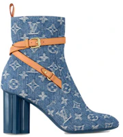 Order 路易威登 LOUIS VUITTON SILHOUETTE 其他 圓頭粗跟拉鍊 短筒靴 8cm 女款 藍色