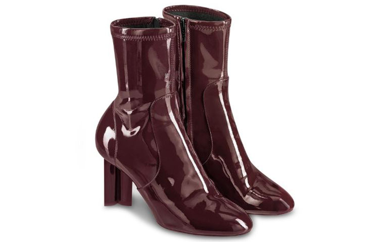 Lookbook (W) 루이비통 버건디 페이턴트 앵클부츠 (Louis Vuitton Burgundy Patent Ankle Boots) 1A4E0Z