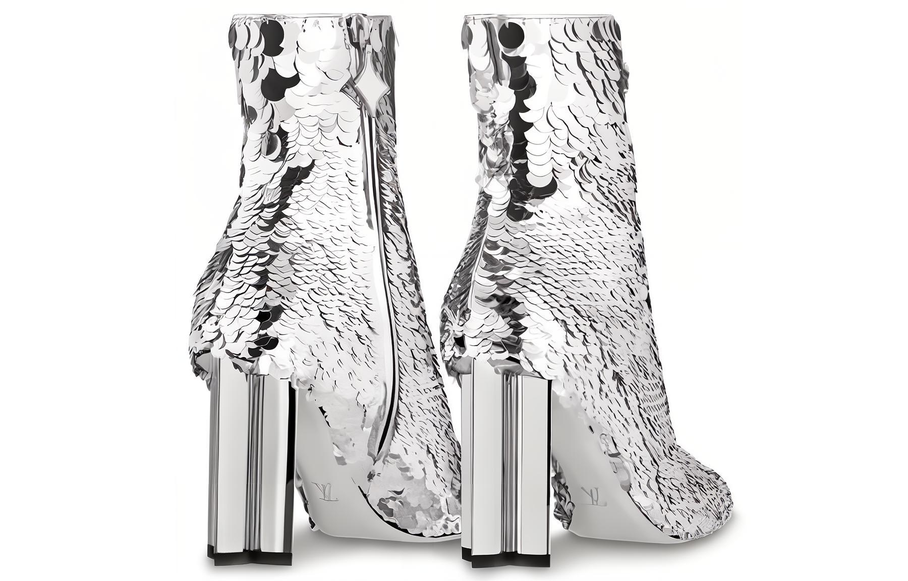 Shop (W) Bottines Louis Vuitton Silhouette ''Broderie Paillettes Argent'' 1A5KGM