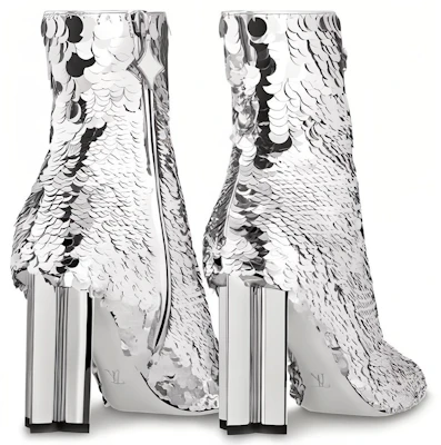 (W) Bottines Louis Vuitton Silhouette ''Broderie Paillettes Argent'' 1A5KGM Shop (W) Bottines Louis Vuitton Silhouette ''Broderie Paillettes Argent'' 1A5KGM