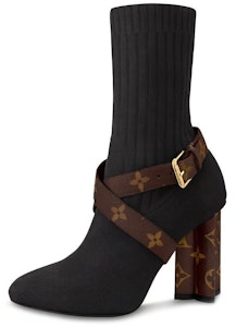 (W) Louis Vuitton Silhouette Ankle Boots 'Hitam dengan Tumit dan Tali Monogram' 1A66F8 Buy (W) Louis Vuitton Silhouette Ankle Boots 'Hitam dengan Tumit dan Tali Monogram' 1A66F8