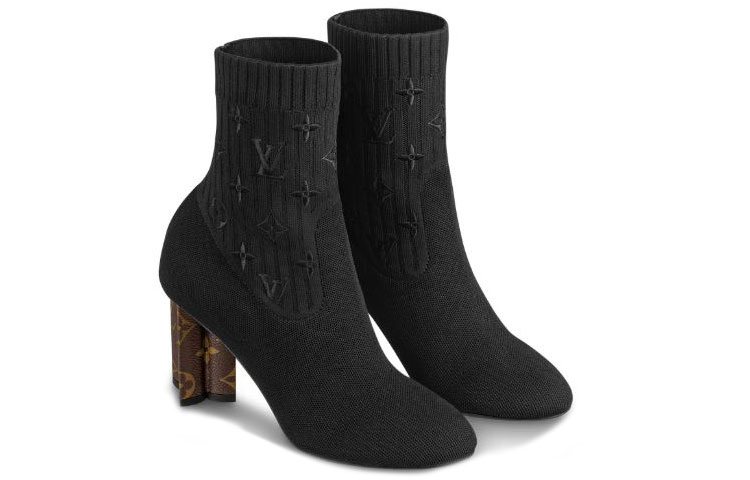 (W) LV Silhouette Heels 'Black Knit Monogram with Brown Heels' 圖 2