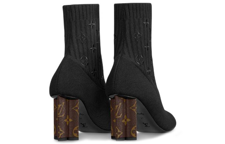 (W) LV Silhouette Heels 'Black Knit Monogram with Brown Heels' 圖 3