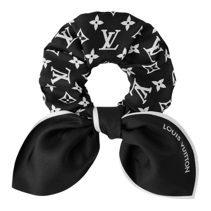 (Women) Louis Vuitton Silk Hair Tie Scrunchie for Women Black M97250