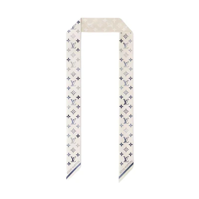 (Women) LOUIS VUITTON Silk Headband Blue Logo Design. M96542