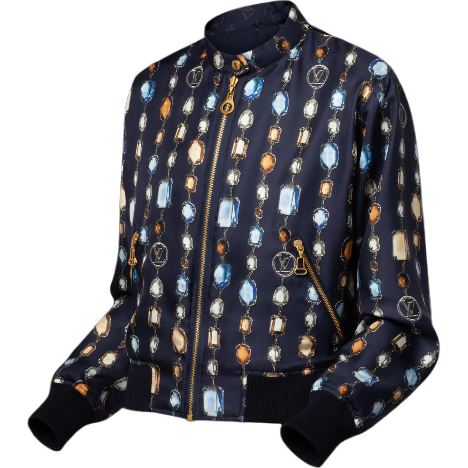 Purchase (W) 路易威登真絲雙面飛行夾克鏈條印花款 1AI860