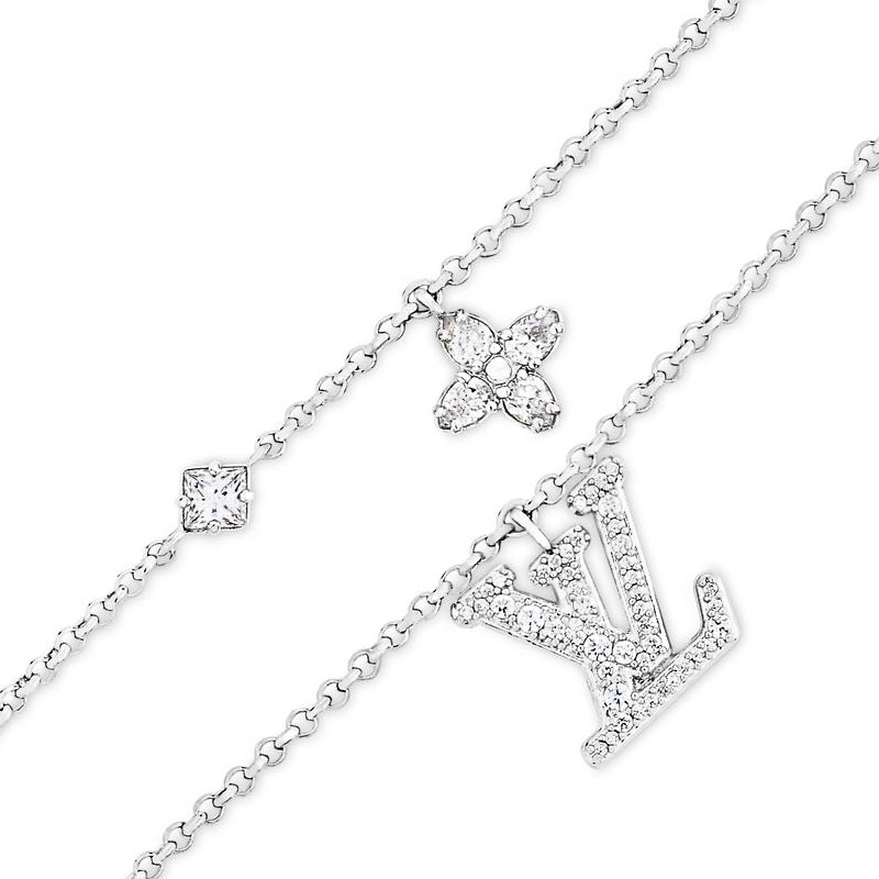 (Women) Louis Vuitton Silver Bracelet Women with Metal Monogram and Faux Crystals. M1378A 圖 4