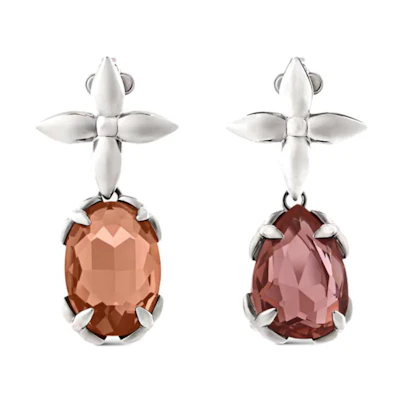 (Women) LOUIS VUITTON Silver Crystal-Studded Pendant Design Earrings. M03032