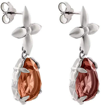 (Women) LOUIS VUITTON Silver Crystal-Studded Pendant Design Earrings. M03032 Lookbook (Women) LOUIS VUITTON Silver Crystal-Studded Pendant Design Earrings. M03032