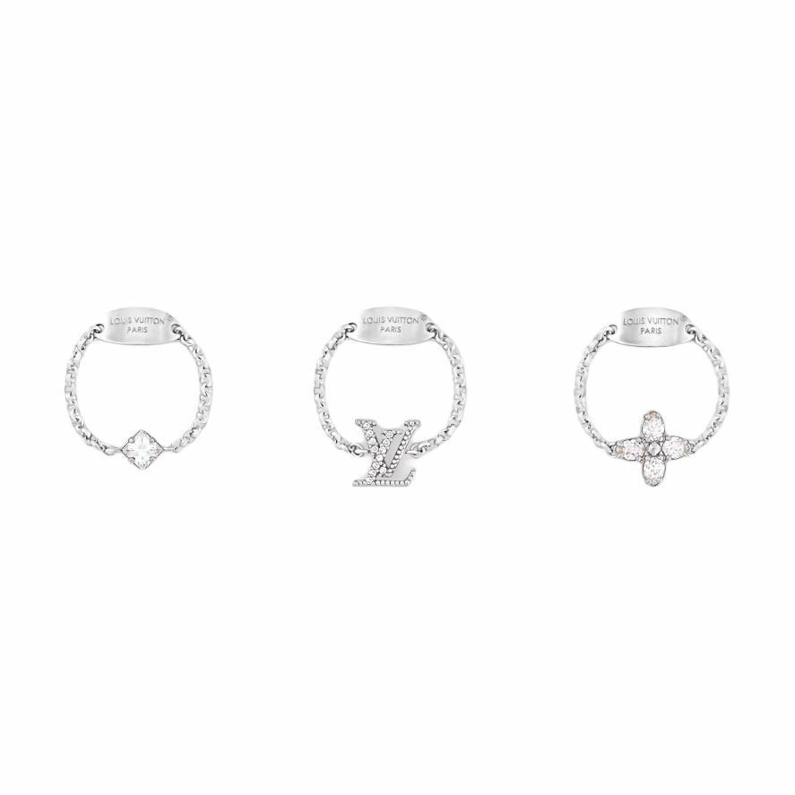 Order (W) Cincin Wanita Louis Vuitton Perak Kristal Bersadur Paladium Mewah M1379S