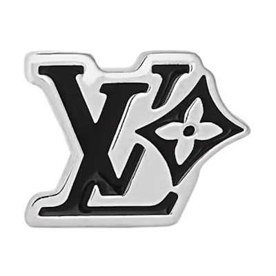 (Women) LOUIS VUITTON Silver Enamel Logo Design Earrings for Women M02713