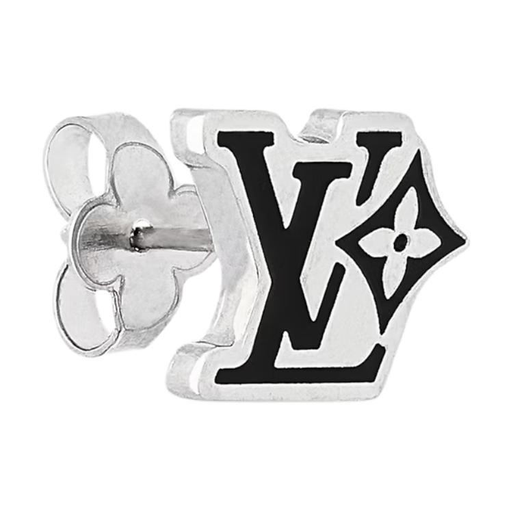 (Women) LOUIS VUITTON Silver Enamel Logo Design Earrings for Women M02713 圖 3