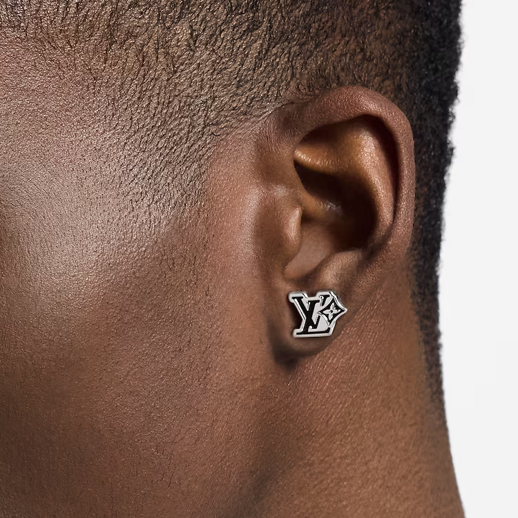 (Women) LOUIS VUITTON Silver Enamel Logo Design Earrings for Women M02713 圖 5