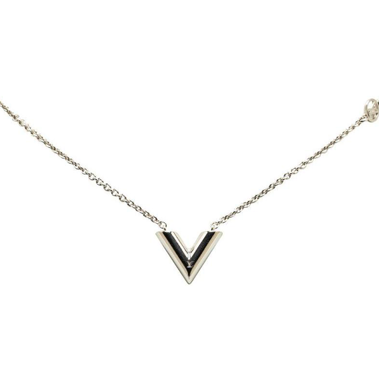 (Women) LOUIS VUITTON Silver Essential V Brass Necklace Silver M63197
