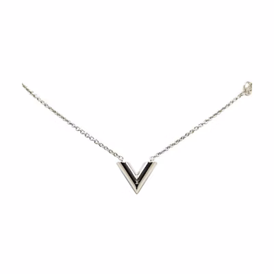 (Women) LOUIS VUITTON Silver Essential V Brass Necklace Silver M63197