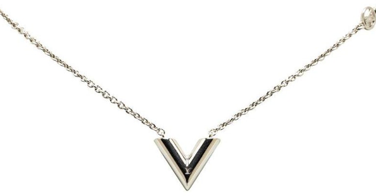 (Women) LOUIS VUITTON Silver Essential V Brass Necklace Silver M63197 Order (Women) LOUIS VUITTON Silver Essential V Brass Necklace Silver M63197