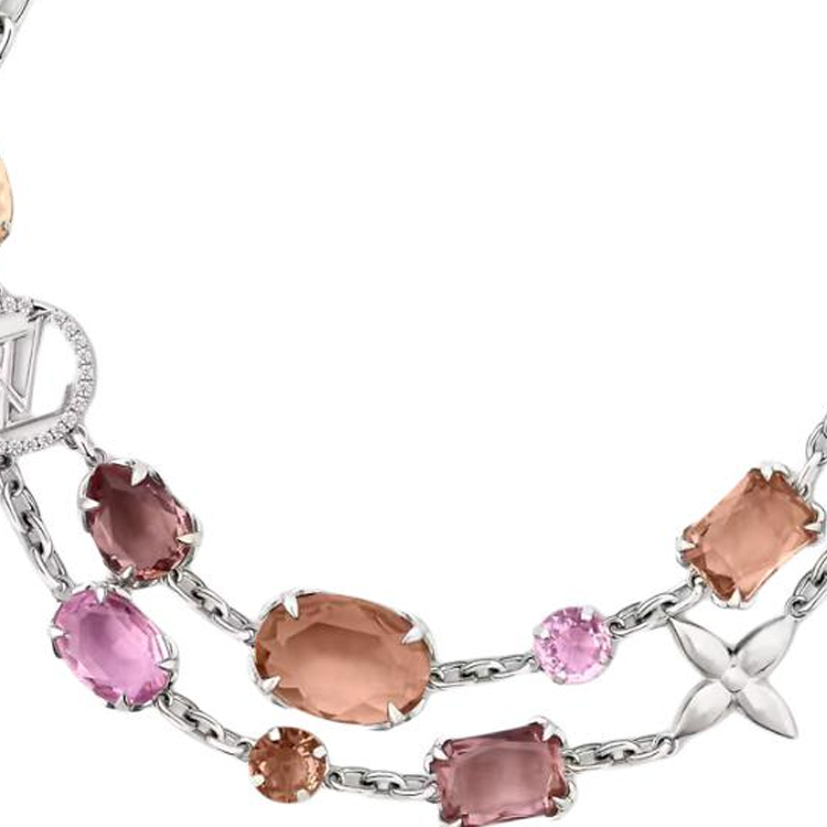 Lookbook (W) 루이비통 여성용 로고 컷아웃 디자인 실버 메탈 목걸이. M03035