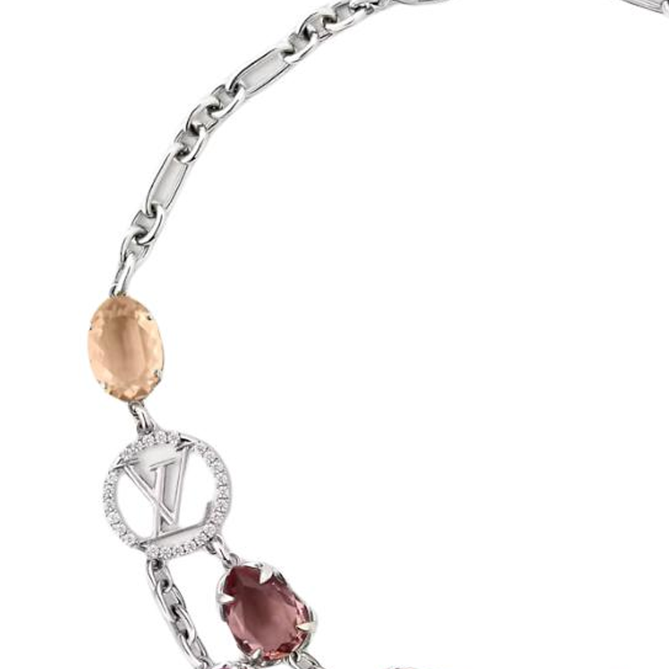 Shop (W) 루이비통 여성용 로고 컷아웃 디자인 실버 메탈 목걸이. M03035