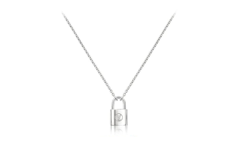 (Women) LOUIS VUITTON Silver Padlock Pendant Necklace Q93559 圖 2