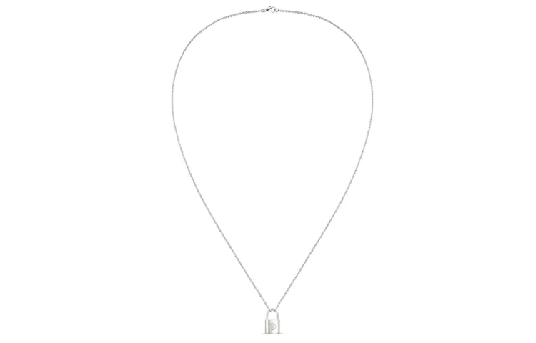 (Women) LOUIS VUITTON Silver Padlock Pendant Necklace Q93559 圖 3