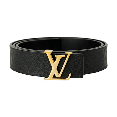 (Women) Louis Vuitton Simple Black Leather Belt 3cm Wide M0328