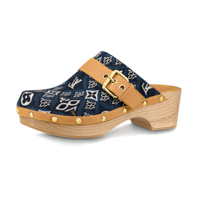 (W) LV Since 1854 'Cottage Blue Leather Trim Fashion Clogs'