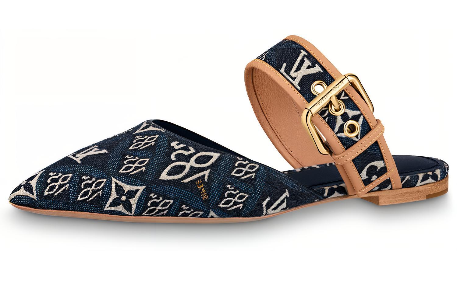 (Women) Louis Vuitton Since 1854 Sofia Flat Mules 'Navy' 1A8NWH