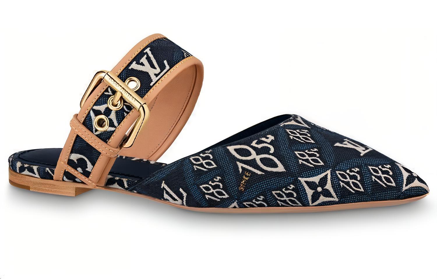 Order (W) Louis Vuitton Sinds 1854 Sofia Flat Mules ''Navy'' 1A8NWH
