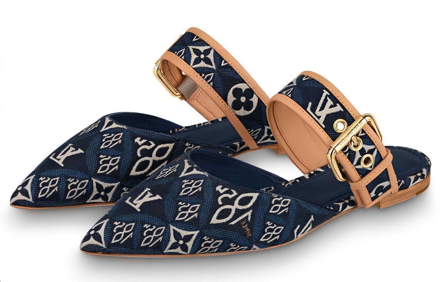 Shop (W) Louis Vuitton Sinds 1854 Sofia Flat Mules ''Navy'' 1A8NWH
