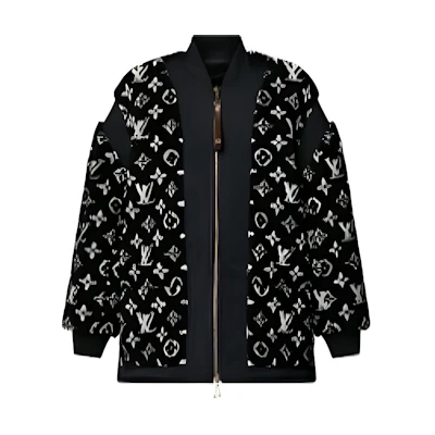 (Women) LOUIS VUITTON SKI FW24 Monogram Zip-Up Jacket Black Collection 1AGHFE