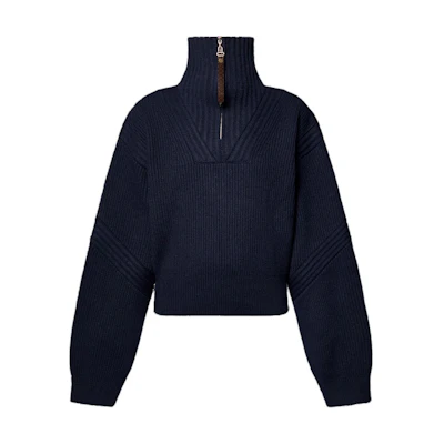 (Women) LOUIS VUITTON Ski FW24 Navy Blue High-Neck Knit Sweater 1AGHGF