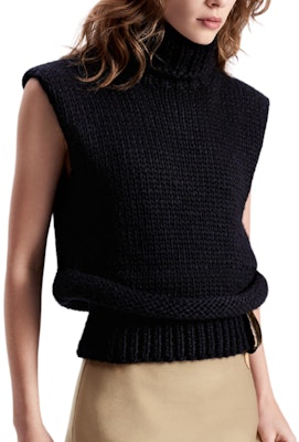 (W) 路易威登無袖黑色針織高領毛衣 1AFUCM Purchase (W) 路易威登無袖黑色針織高領毛衣 1AFUCM