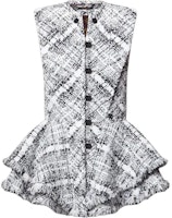 (Women) Louis Vuitton Sleeveless Ruffle Tweed Jacket Black 1AHGQ9 (Women) Louis Vuitton Sleeveless Ruffle Tweed Jacket Black 1AHGQ9