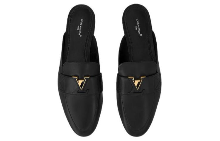 Purchase (Women) Louis Vuitton Slide 'Black Leather' 1ACH5Q